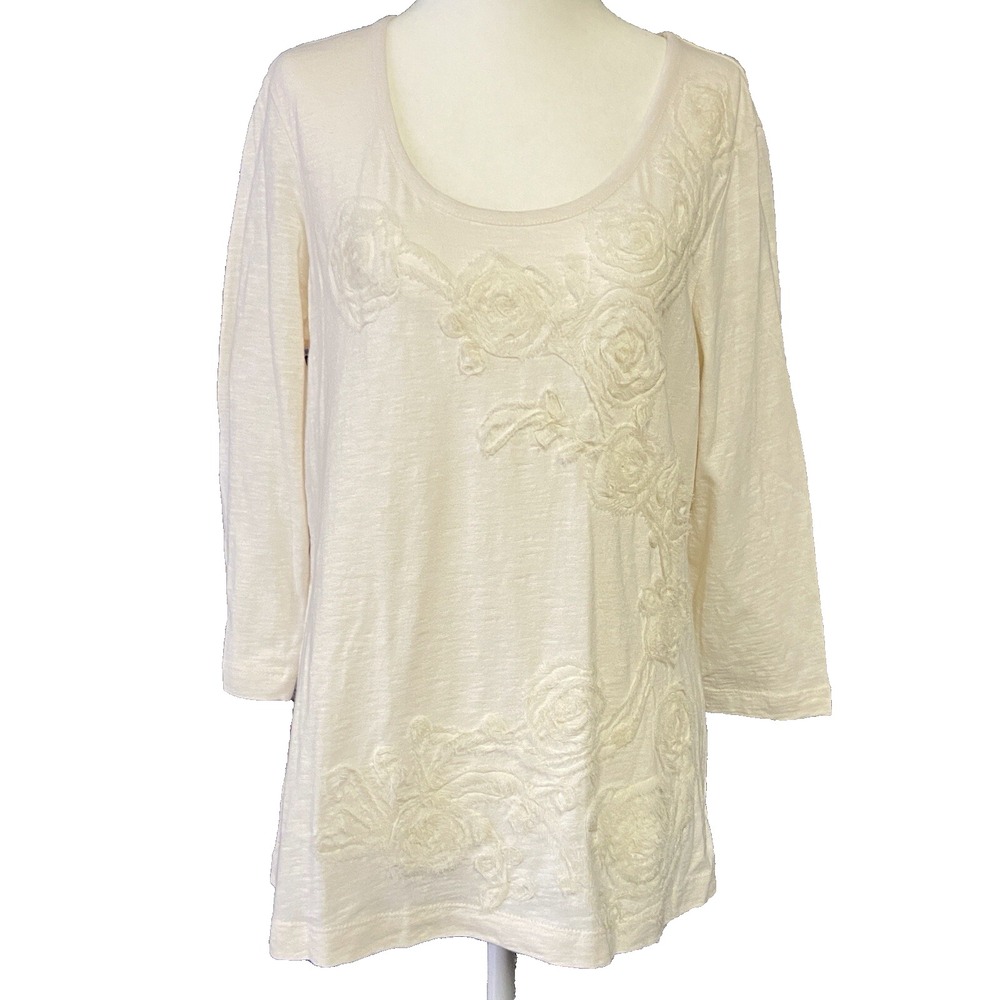 Chicos  Blouse Womens Small White‎ Top Casual Cotton Beach Costal Relax